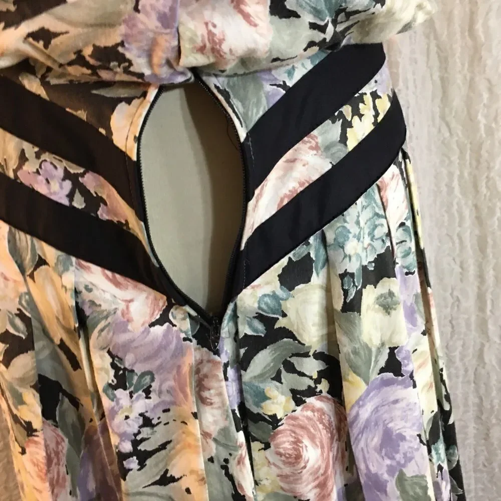 Joann Sparks for Daniel Barrett VTG Floral 80's Dress Size 12 - Picture 7 of 10